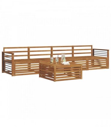 vidaXL Outdoor Sofa Set 5 pcs Natural Solid Acacia Wood