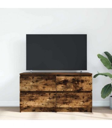 vidaXL TV Cabinet Smoked Oak 100x35x54 cm Engineered Wood