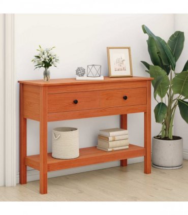 vidaXL Console Table Wax Brown 100 x 35 x 75 cm Soild Pine Wood
