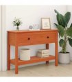 vidaXL Console Table Wax Brown 100 x 35 x 75 cm Soild Pine Wood