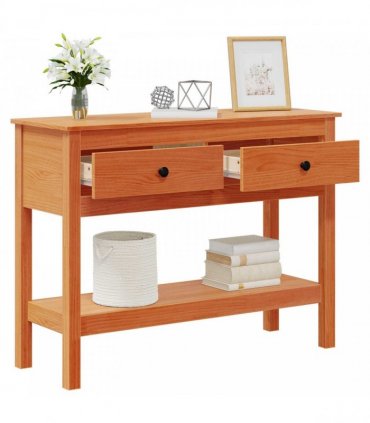 vidaXL Console Table Wax Brown 100 x 35 x 75 cm Soild Pine Wood