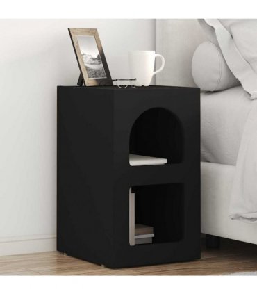 vidaXL Bedside Table ELST 2 pcs Black 29.5 x 33.5 x 50 cm