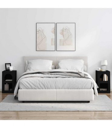 vidaXL Bedside Table ELST 2 pcs Black 29.5 x 33.5 x 50 cm
