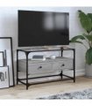 vidaXL TV Cabinet with Glass Top Grey Sonoma 80x35x51 cm Engineered Wood