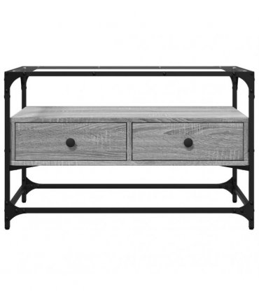 vidaXL TV Cabinet with Glass Top Grey Sonoma 80x35x51 cm Engineered Wood