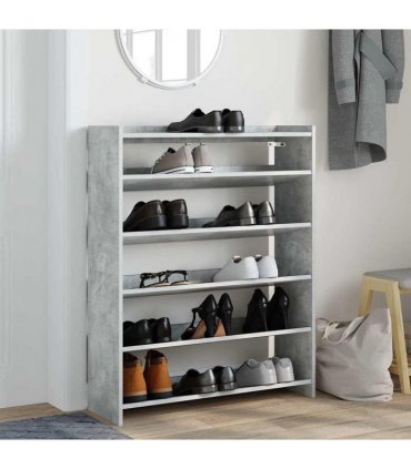 vidaXL Shoe Rack Concrete Grey 80x25x100 cm Engineered Wood