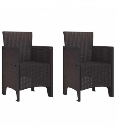 vidaXL Garden Chair 2 pcs Brown 53 x 49 x 85 cm Polypropylene