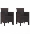 vidaXL Garden Chair 2 pcs Brown 53 x 49 x 85 cm Polypropylene