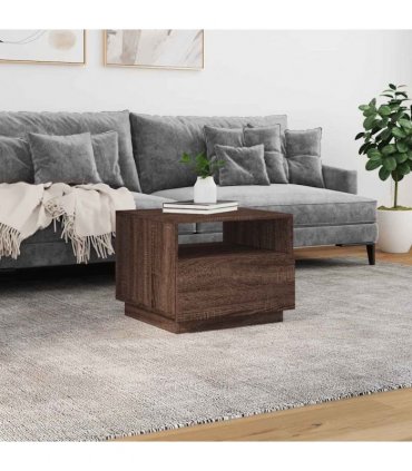 vidaXL Coffee Table with LED Lights Brown Oak 50x49x40 cm