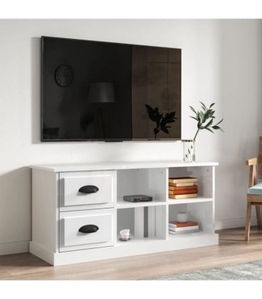 vidaXL TV Cabinet High Gloss White 102x35.5x47.5 cm Engineered Wood