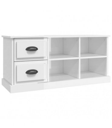 vidaXL TV Cabinet High Gloss White 102x35.5x47.5 cm Engineered Wood