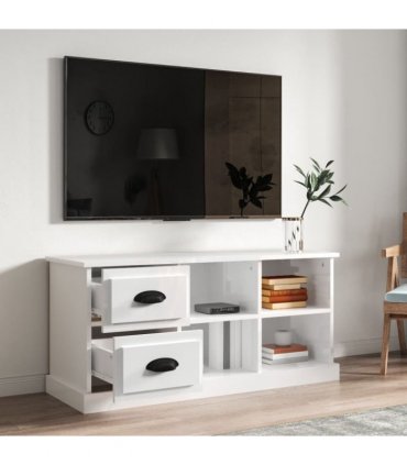 vidaXL TV Cabinet High Gloss White 102x35.5x47.5 cm Engineered Wood