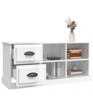 vidaXL TV Cabinet High Gloss White 102x35.5x47.5 cm Engineered Wood