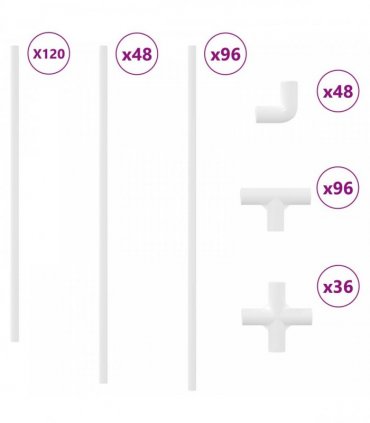 vidaXL PVC Pipe 12 pcs White 12.2 x 1.8 x 500 mm PP and PE