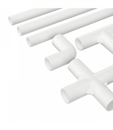 vidaXL PVC Pipe 12 pcs White 12.2 x 1.8 x 500 mm PP and PE