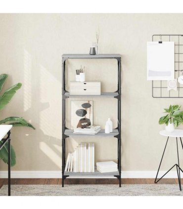 vidaXL Bookcase 4-Tier Grey Sonoma 59x35x132 cm Engineered Wood