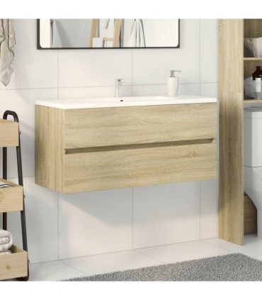 vidaXL Bathroom Sink Cabinet Sonoma Oak 100x38.5x45 cm Engineered Wood