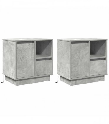 vidaXL Bedside Cabinet 2 pcs Concrete Grey 50 x 34.5 x 50 cm