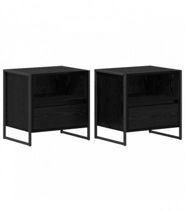 vidaXL Bedside Table 2 pcs Black Oak 50 x 39.5 x 50 cm Engineered Wood