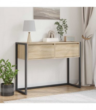 vidaXL End Table with Drawer Sonoma 100 x 36 x 75 cm Engineered Wood