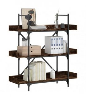 vidaXL Bookcase 3-Tier Smoked Oak 100x33x108.5 cm Engineered Wood