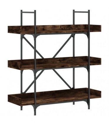 vidaXL Bookcase 3-Tier Smoked Oak 100x33x108.5 cm Engineered Wood