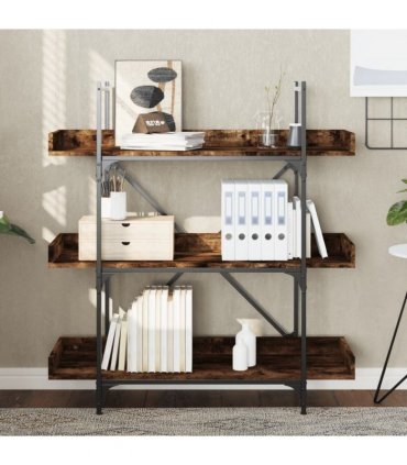 vidaXL Bookcase 3-Tier Smoked Oak 100x33x108.5 cm Engineered Wood