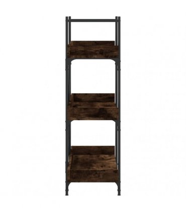vidaXL Bookcase 3-Tier Smoked Oak 100x33x108.5 cm Engineered Wood