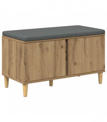 vidaXL Hall Bench with Cushion with Door Artisan Oak 80 x 38 x 46 cm