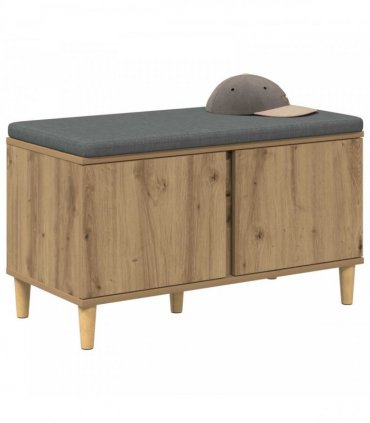 vidaXL Hall Bench with Cushion with Door Artisan Oak 80 x 38 x 46 cm