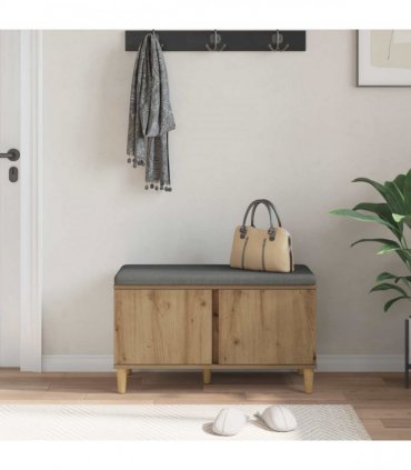 vidaXL Hall Bench with Cushion with Door Artisan Oak 80 x 38 x 46 cm
