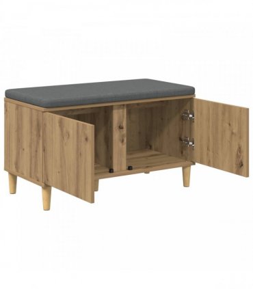 vidaXL Hall Bench with Cushion with Door Artisan Oak 80 x 38 x 46 cm