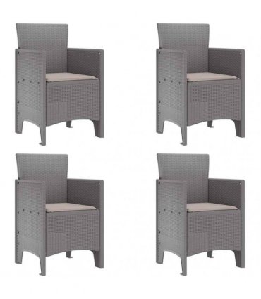 vidaXL Garden Chair 4 pcs Light Grey 53 x 49 x 85 cm Polypropylene