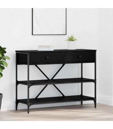 vidaXL Console Table with Drawer Black Oak 100 x 34.5 x 75 cm Wood