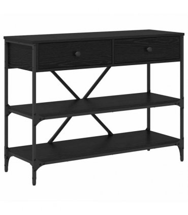 vidaXL Console Table with Drawer Black Oak 100 x 34.5 x 75 cm Wood