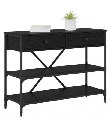 vidaXL Console Table with Drawer Black Oak 100 x 34.5 x 75 cm Wood