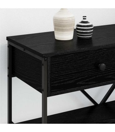 vidaXL Console Table with Drawer Black Oak 100 x 34.5 x 75 cm Wood