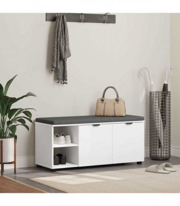 vidaXL Hall Bench White 100 x 38 x 46 cm Engineered Wood and Fabric