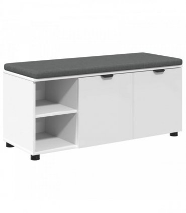 vidaXL Hall Bench White 100 x 38 x 46 cm Engineered Wood and Fabric