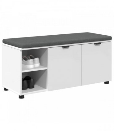 vidaXL Hall Bench White 100 x 38 x 46 cm Engineered Wood and Fabric