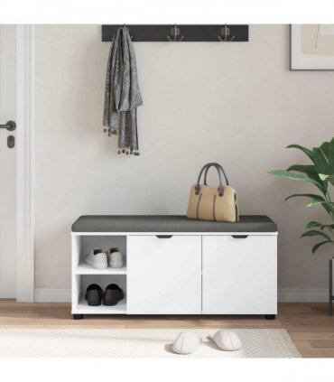 vidaXL Hall Bench White 100 x 38 x 46 cm Engineered Wood and Fabric