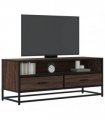 vidaXL TV Cabinet Brown Oak 100x34.5x40 cm Engineered Wood and Metal