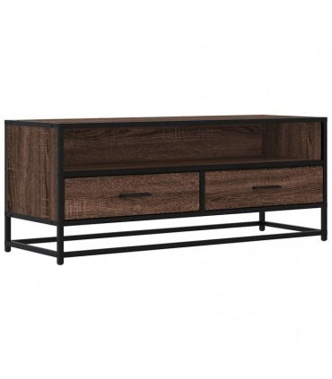 vidaXL TV Cabinet Brown Oak 100x34.5x40 cm Engineered Wood and Metal