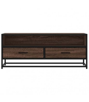 vidaXL TV Cabinet Brown Oak 100x34.5x40 cm Engineered Wood and Metal