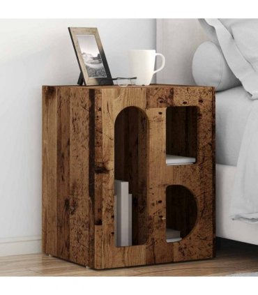 vidaXL Bedside Table ELST 2 pcs Old Wood 40 x 35 x 50 cm