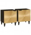 vidaXL Bedside Cabinet 2 pcs Black and Gold 40 x 33 x 46 cm