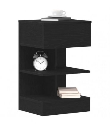 vidaXL Bedside Cabinet Black Oak 40 x 35 x 65 cm Engineered Wood