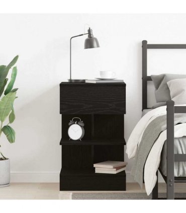 vidaXL Bedside Cabinet Black Oak 40 x 35 x 65 cm Engineered Wood