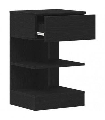 vidaXL Bedside Cabinet Black Oak 40 x 35 x 65 cm Engineered Wood