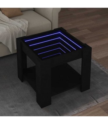 vidaXL Coffee Table with LED Black 53x53x45 cm Engineered Wood